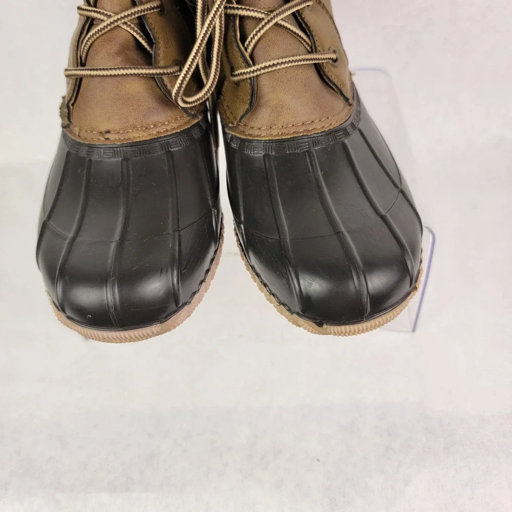 Madden Girl Rain Duck Boots Flannel‎ Lined Waterproof Womens 8 Brown Casual Cute